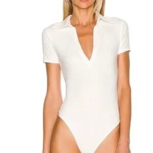 Free People White Collared Bodysuit